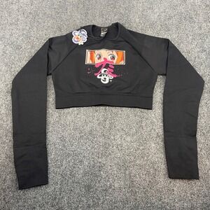 Civil Regime One Piece Nami Crop Top Women Medium Black Long Sleeve Activewear
